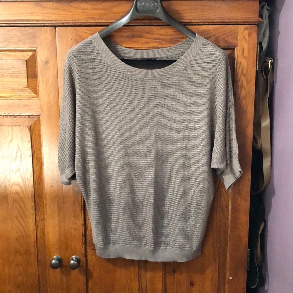 Express taupe mesh crew sweater tunic m